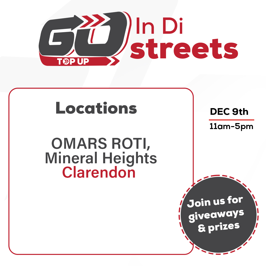 GO_TOPUPJA's tweet photo. Jamaica is a Go country and the GO Top Up team will be back on the streets once again, this Friday. Come and join us for prizes and giveaways. Meet us on the road and let us have some fun ! Check out the locations and be sure to Top up.

#GoTop #Jamaica #GiveAways #Prizes #Go https://t.co/aYrmoZ9xIR