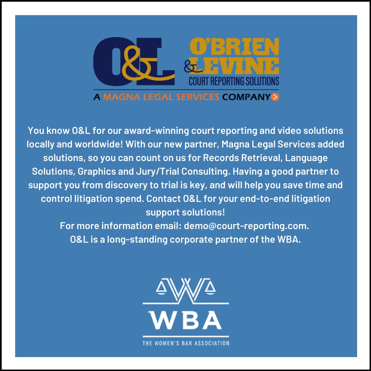 WBAofMA's tweet photo. Contact @OBrienLevine at demo@court-reporting.com for your end-to-end litigation support solutions! https://t.co/b86txe3zzF