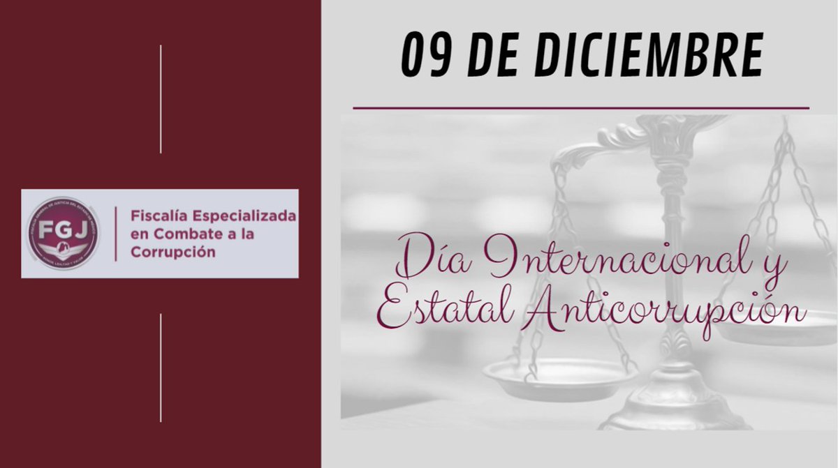 En el marco del “Día Internacional y Estatal Anticorrupción” la Fiscalía Especializada en Combate a la Corrupción refrenda su compromiso con la sociedad en la lucha contra este flagelo que tanto afecta el desarrollo de las instituciones

#TodosUnidosContraLaCorrupción