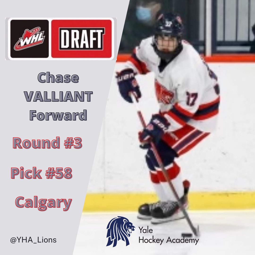 🚨 WHL DRAFT 🚨

Congrats to <a href="/ChaseValliant1/">Chase Valliant</a> on being drafted by the <a href="/WHLHitmen/">x - Calgary Hitmen</a> 

Way to go Chase! 🦁