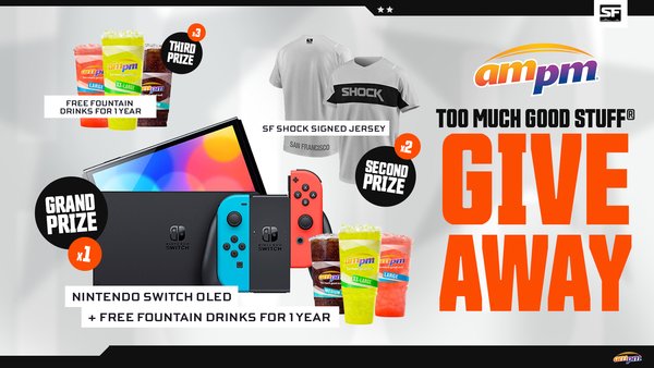 ⚡ GIVEAWAY TIME ⚡

We're teaming up with our friends at <a href="/ampm/">ampm</a> to give away too much good stuff!

🏡 Follow <a href="/SFShock/">NRG Shock</a> + <a href="/ampm/">ampm</a>
💞 RT + Like

Enter Here 👉 gleam.io/VG15l/ampmshoc…
#ad