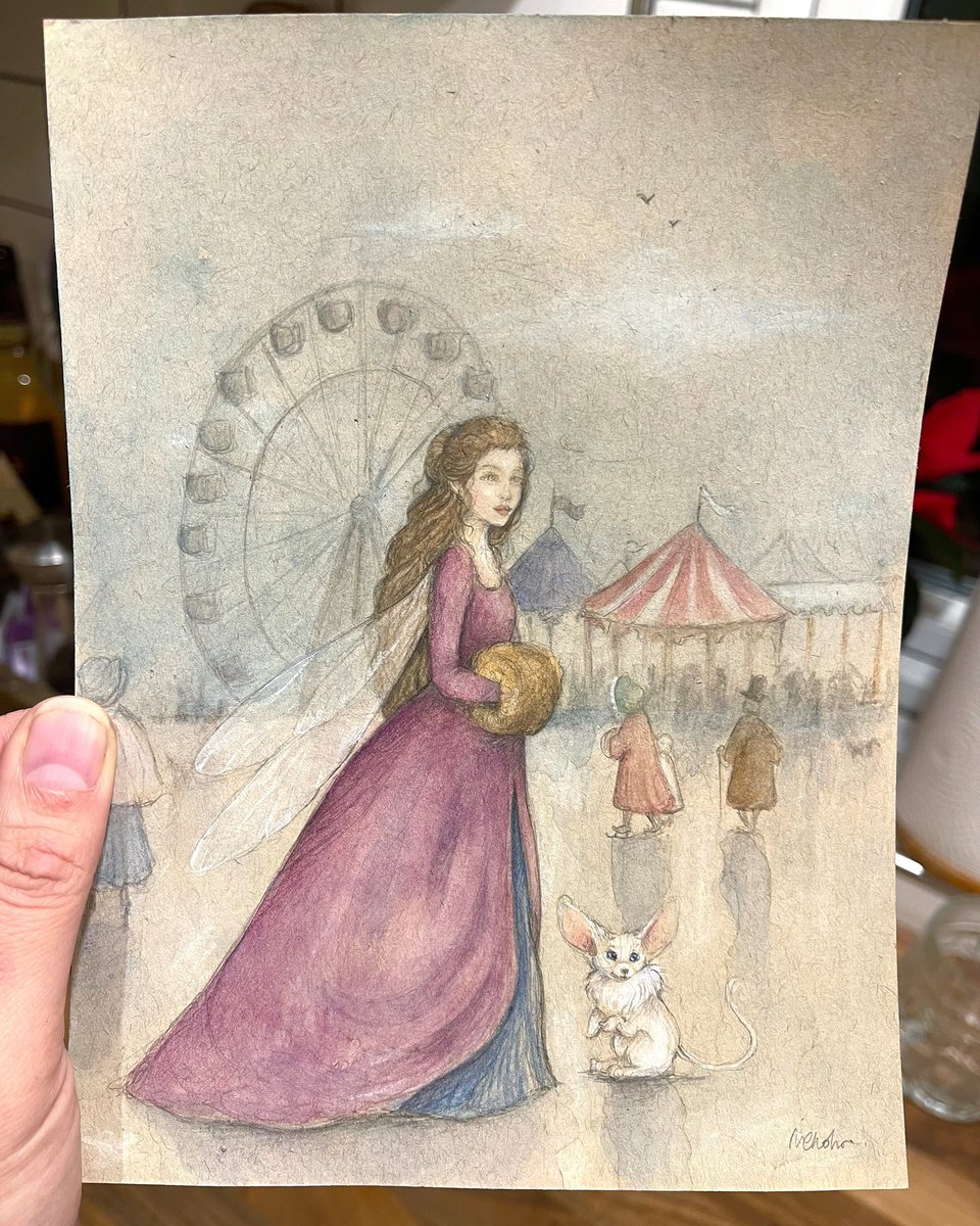 It’s day 9 of the #12daywinterdraw and the prompt is ‘Fair’! Here’s a fairy at a frost fair lol 😂 #artchallenge #watercolor