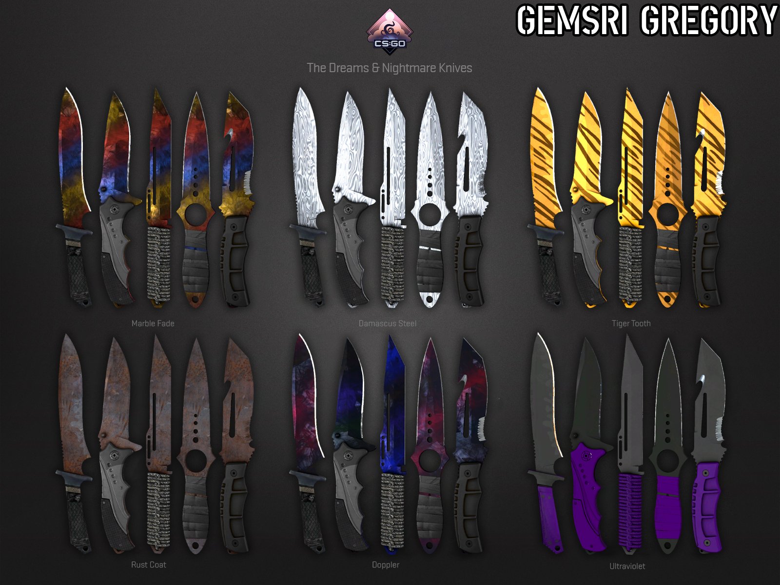 banjo Penneven Redaktør Gemsri Gregory on Twitter: "Alternative 2: The Dreams &amp; Nightmare Case  has the Shattered Web Knives + Classic Knife with Chroma/Spectrum/Prisma  finishes https://t.co/N7Ad8bUmXO" / Twitter