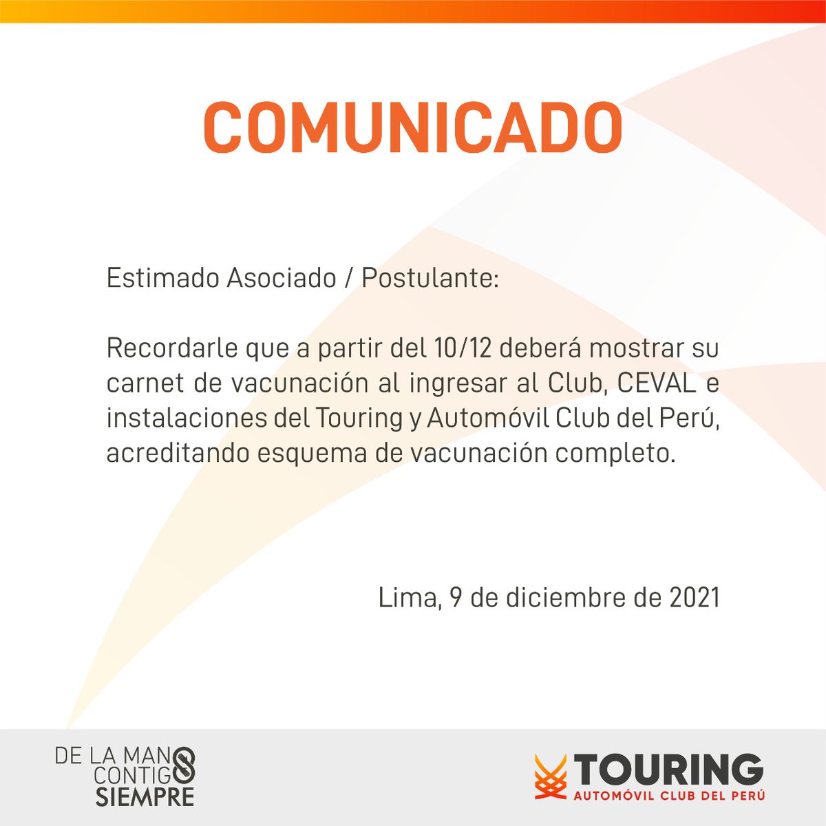 📌 Atención asociados y postulantes, tomar en cuenta este comunicado.