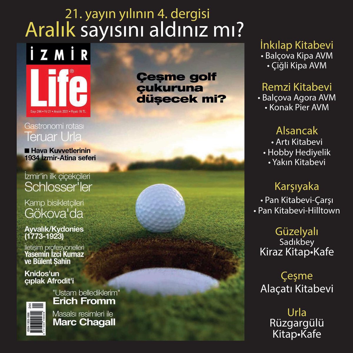 İzmir Life Aralık 2021 sayısı satış noktalarında...