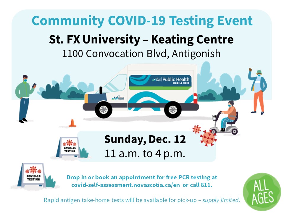 The Public Health Mobile Unit will be in Antigonish Friday, Saturday and Sunday to offer free PCR COVID-19 testing to all ages. The PCR swish and gargle test will be on site for ages 4 to 18. Learn more: nshealth.ca/news/public-he…