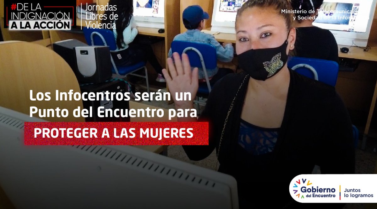 Telecom_Ec's tweet photo. En los Infocentros las mujeres tendrán un canal de atención con la @DefPublicaEC para recibir asesoría gratuita en temas relacionados con violencia y vulneración de derechos.

#JornadasLibresDeViolencia @BernardaOM https://t.co/BGf2tnJH5s