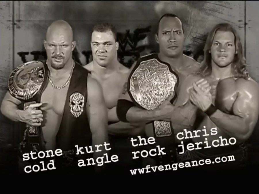 Zaniewaniee's tweet photo. On this day 20 years ago, @IAmJericho defeated both @TheRock and @steveaustinBSR to become the 1st ever Undisputed Champion in the history of the wrestling business. Although it was brief, Y2J had a memorable reign. What a living legend, larger than life! #Vengeance2001 https://t.co/hPyuUHUEk2
