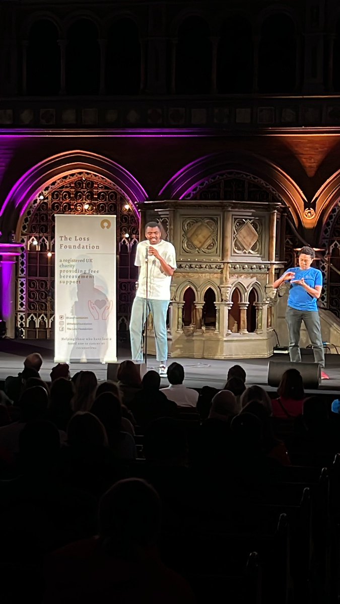 LossFoundation's tweet photo. WHAT? @loyisogola ?? At OUR event? What a treat! @UnionChapelUK #StandUpForTLF https://t.co/QVyFteWthn