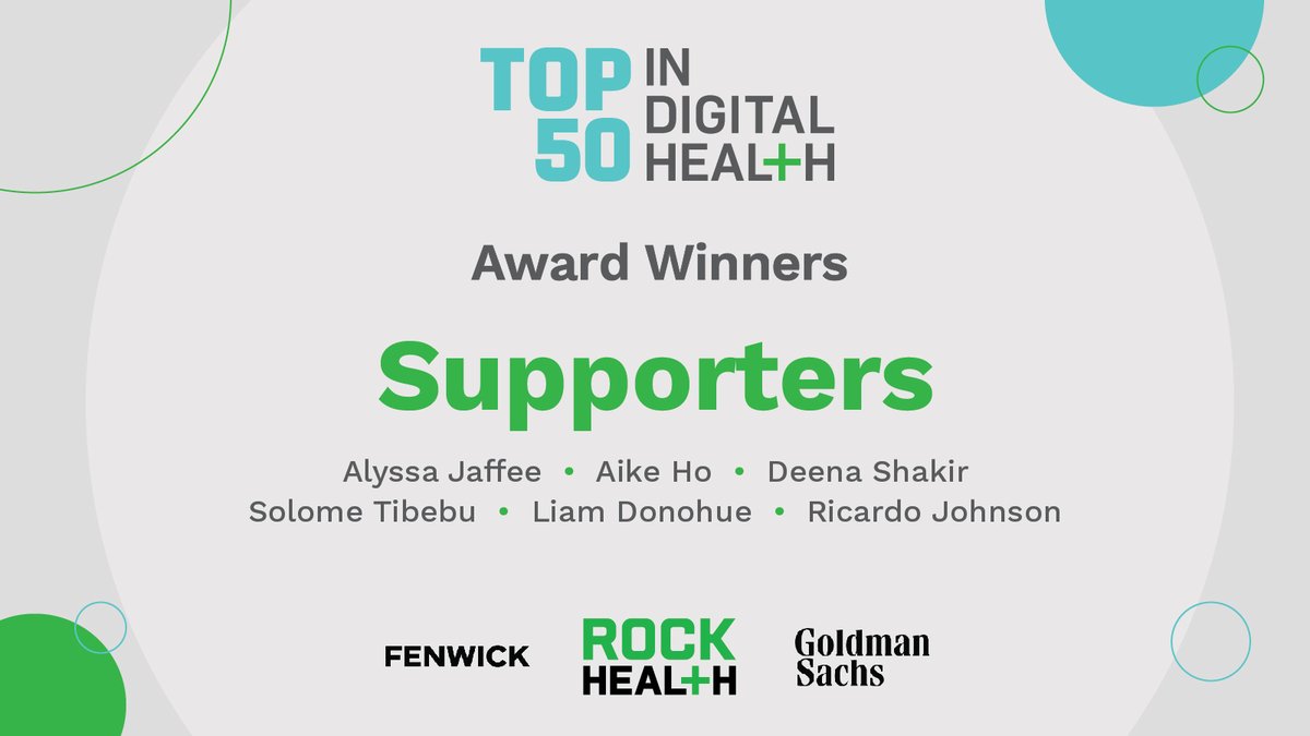 Rock_Health's tweet photo. Congrats to our Top 50: Supporters—the leaders fueling and funding digital health initiatives. @AlyssaJoyJaffee, @aikeho, @deenashakir, @SolomeTibebu, @Liam406, and @RicardoRJohnson!
#Top50inDigitalHealth #10YearsofTop50 https://t.co/VIMAhJRNZ7
