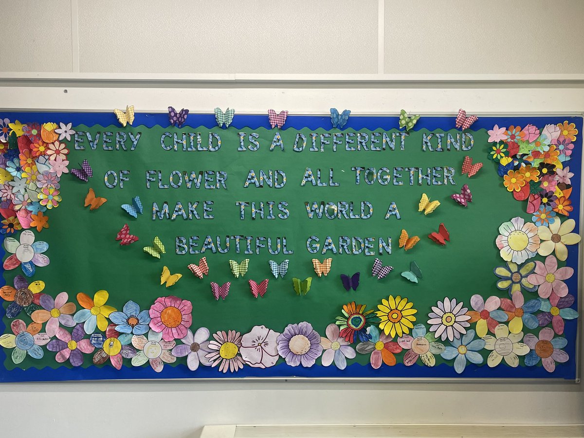 CMA_SEND's tweet photo. “Every child is a different kind of flower and all together make this world a beautiful garden”. An amazing display created by our @CMA_SEND students, each contributed their own flower design. @CedarMountHigh  one big family. https://t.co/krzn1EO87U