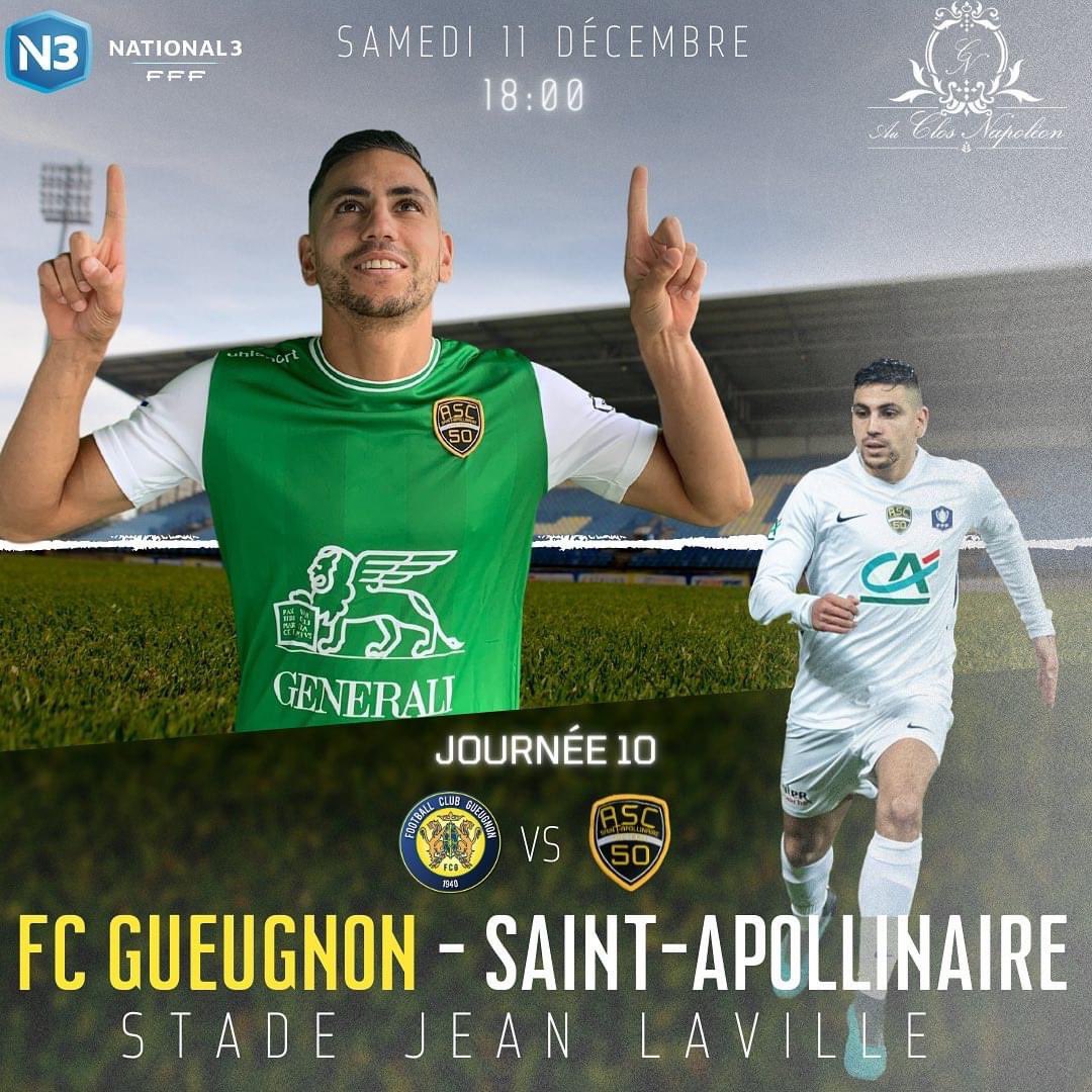 ASC SaintApollinaire Football on Twitter "NATIONAL 3 JOURNÉE 10 ⬇️