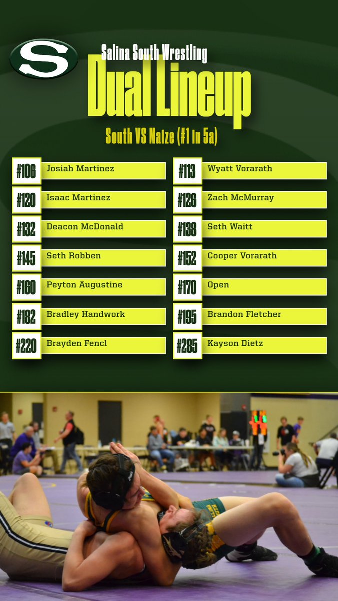 Good luck to the Cougar Wrestlers traveling to Maize today!