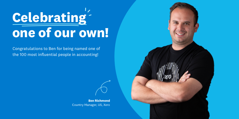 🥁 🎉 Drum roll please… We’re proud to announce #Xero’s very own 🇺🇸 Country Manager, <a href="/benrichmond1/">Ben Richmond</a>, has been listed in this year’s Top 100 Most Influential People in Accounting by <a href="/AccountingToday/">Accounting Today</a>!

Full list here ➡️  bit.ly/3dyBaDq