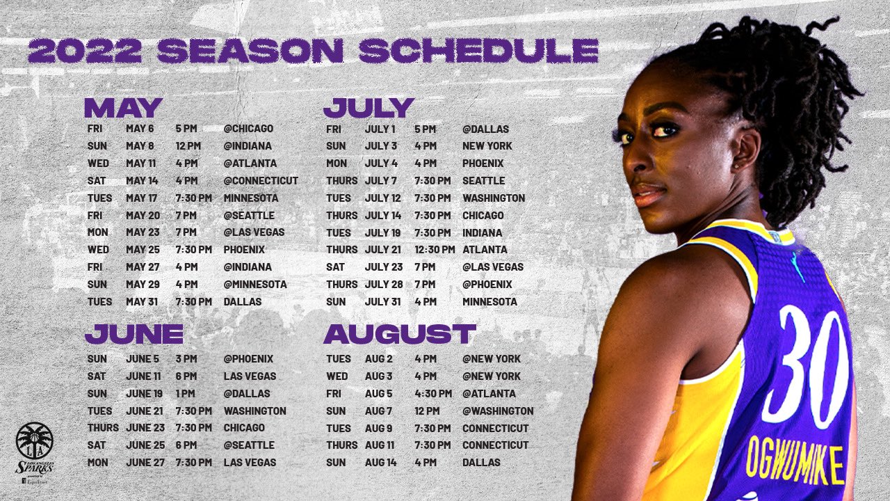 Wnba Schedule 2022 Los Angeles Sparks On Twitter: "The Sparks Are Back! The Wnba 2022 Schedule  Is Here 🗓👏 Get Your Season Tickets Today At Https://T.co/Gmm8H32Nga  #Gosparks Https://T.co/Lrrhhsavzm" / Twitter