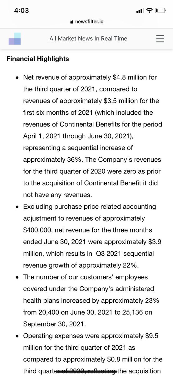 BaulBones's tweet photo. $MRAI 3Q earnings - 4.8 million compared to 3.5 million for the first 6 months of 2021 - an increase of 36% @MrZackMorris https://t.co/fRfvTs0i4O