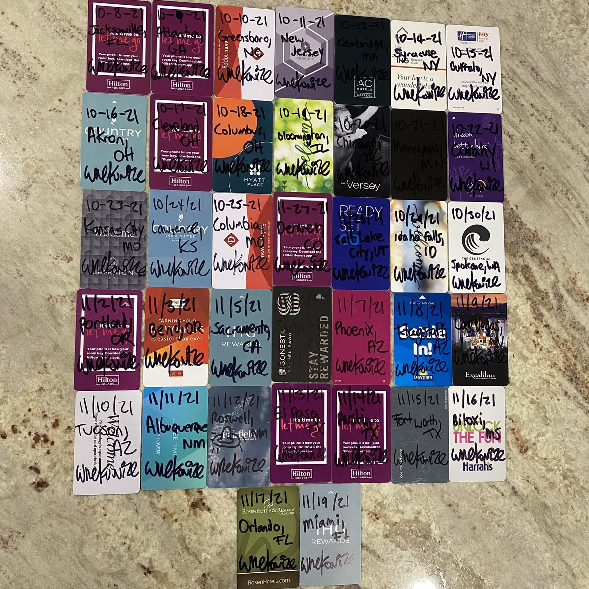 Wrekonize's tweet photo. Been feeling so under the weather I almost forgot I had a new batch of these. Who’s got one of these from a previous tour? What city do you want from the #HardToLeaveTour? #Wrekonize https://t.co/I0UPPSvhZK