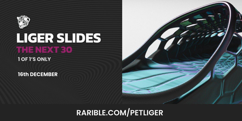 PetLiger's tweet photo. I’m super excited to announce ——THE NEXT 30 #LigerSlides are on the way!

All Unique 1 of 1s. 

🌴Arriving on the 16th of December🌴
 
Slide over to https://t.co/HiCt2Kkti5 for more deets! 🚀

#PetLiger #WilderWorld #Wiami #meow #airWILD https://t.co/uxc15C5cT3