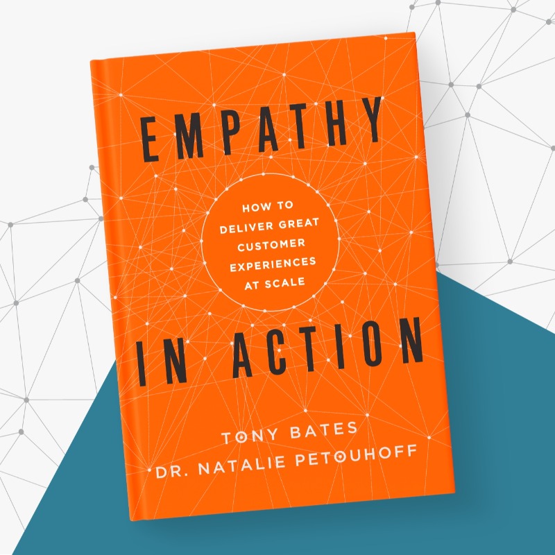 Genesys's tweet photo. Empathy has the power to fuel better businesses, better lives, and a better society.

#EmpathyinAction — the premise &amp; title of the new book by @tony_bates71 and @drnatalie — explores the role tech plays in delivering personalized human connections into biz interactions at scale.