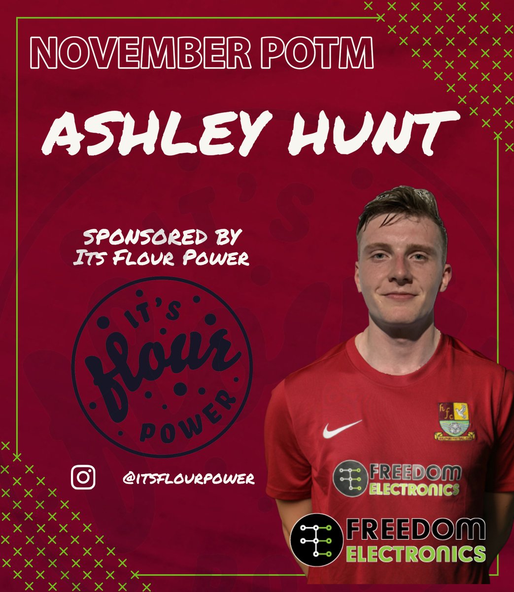 Novembers 𝙄𝙩𝙨 𝙁𝙡𝙤𝙪𝙧 𝙋𝙤𝙬𝙚𝙧 POTM is <a href="/AshleyHunt7/">Ashley Hunt</a> three ⚽️ in our recent games secured the votes.  Well played Ash 👏👏👏
itsflourpower.com