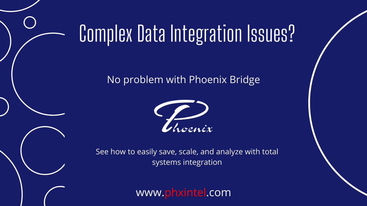 Do you have complex data integration issues? Phoenix Technology systems can help in a matter of weeks. 

Learn more at phxintel.com

#AI #ML #data #integration #bigdata #automation #machinelearning #payroll #Humanresources #HR #tech #analytics