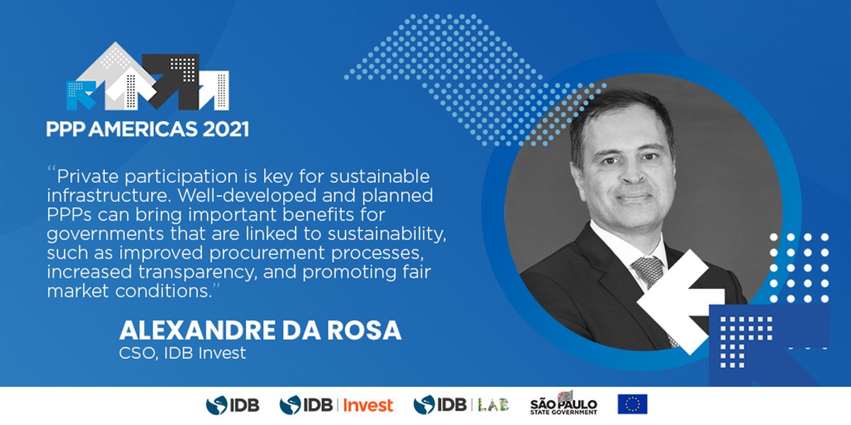 BIDInvest's tweet photo. Today our Chief Strategy Office Alexandre Meira da Rosa presented at #PPPAméricas2021. Get to know in depth the work we are doing in Public-Private Partnerships in #LAC to boost #recovery through #infrastructure. Watch here: https://t.co/lHzu3WPPGZ
#APPLAC #PPPAmericas https://t.co/wrGoYUKWxB