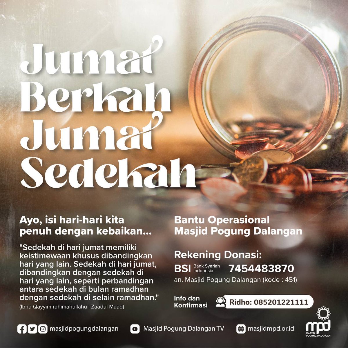 masjidmpd's tweet photo. Yuk perbanyak amal sedekah di hari Jum'at sobat! 😊 https://t.co/sRsvcyn9yW