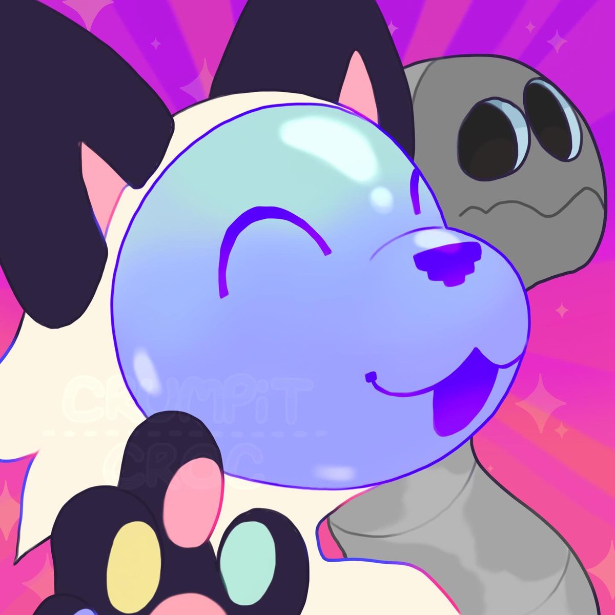 CrumpitCroc's tweet photo. My part of a trade with lem0n.gremlin (insta)
Their side is so COOL please go check it out if you can 🙏

#trade #arttrade #digitalart #furry #headshot #robotface #furryart #artwork https://t.co/efXUqI1OHv