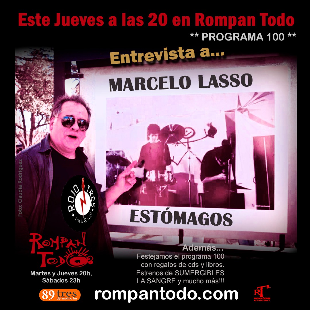 Hoy programa 100 de Rompan Todo con recuerdos,  entrevista, regalos, y lanzamientos.
A las 20 hrs x rompantodo.com