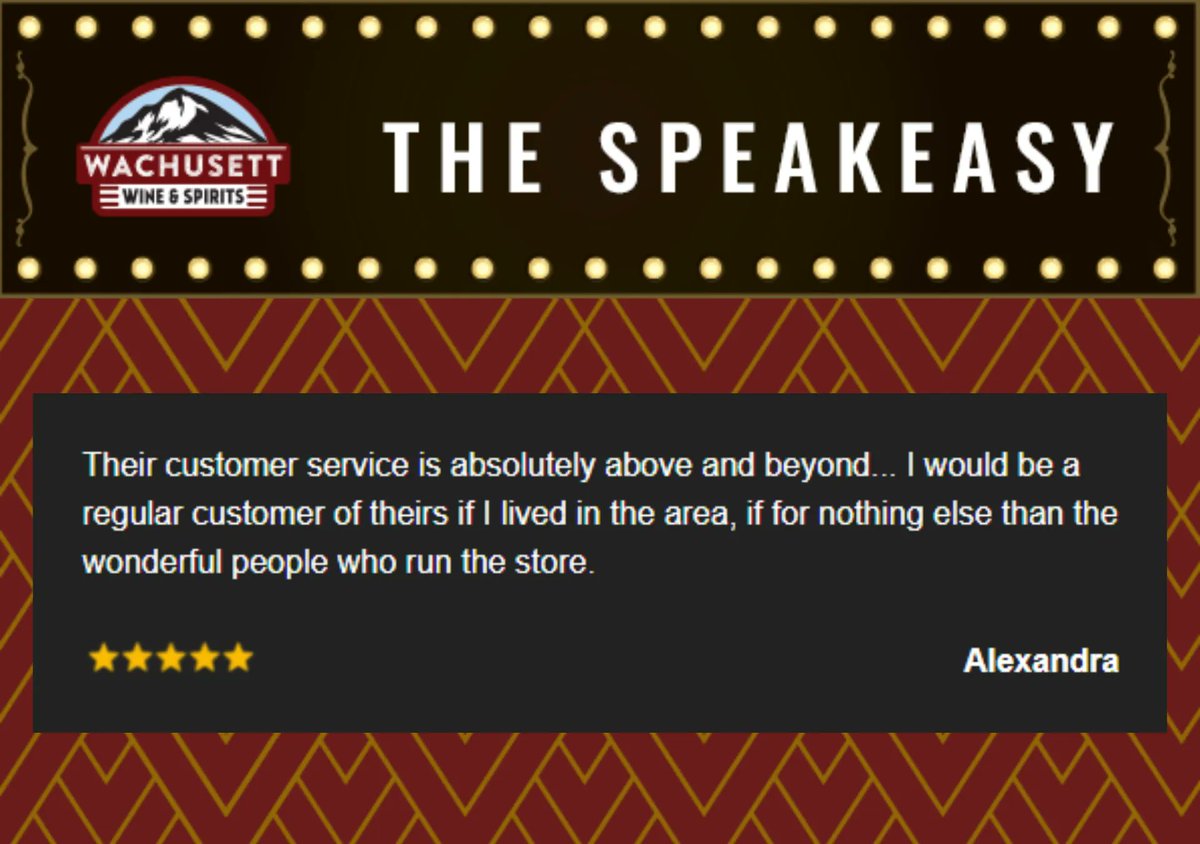 Have you recently visited one of our stores? We want to hear about your experience! Leave us a review on Google or Facebook to tell us how we did. You could be featured in our newsletter! #wachusettwineandspirits