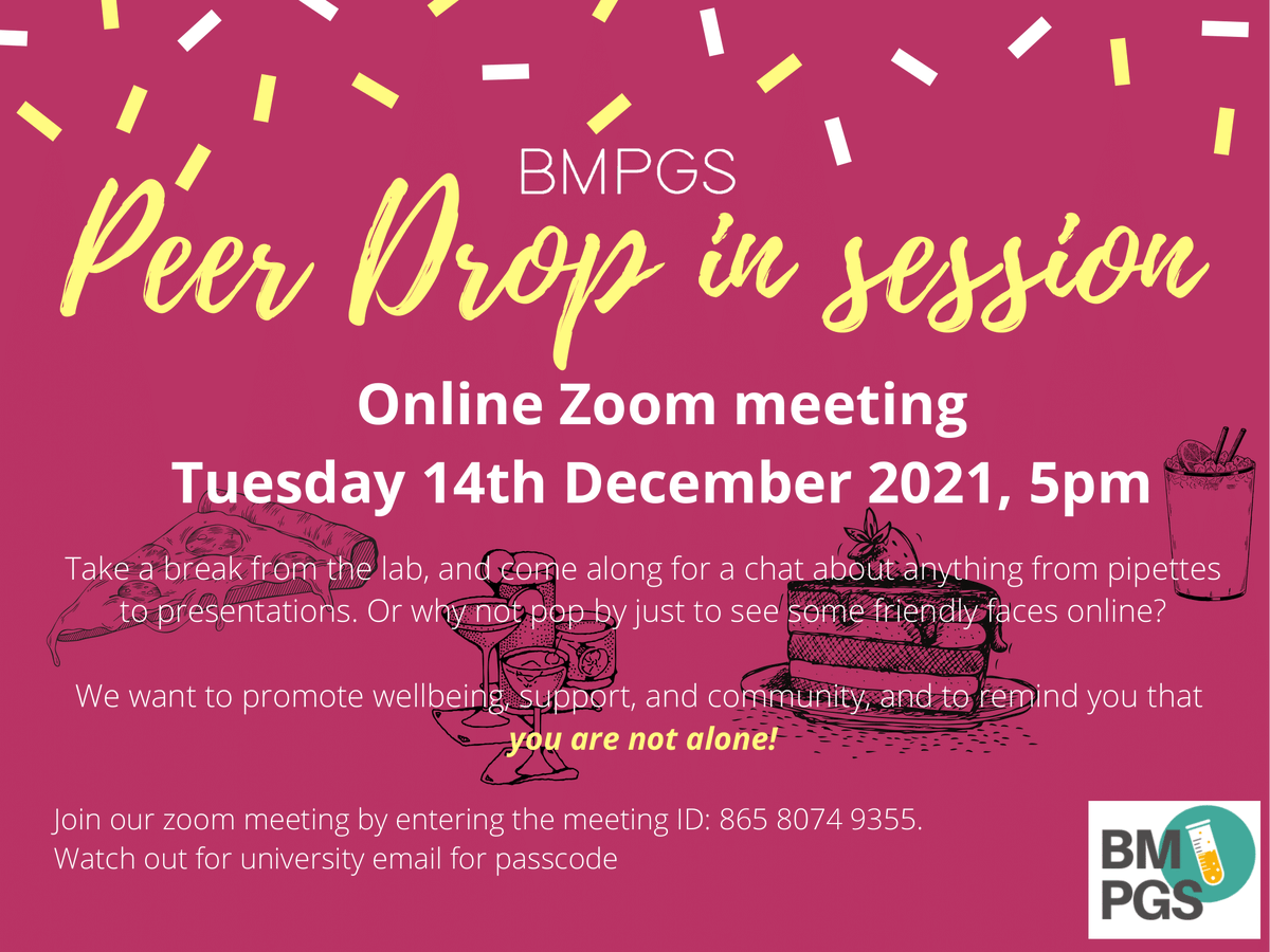 EdBMPGS's tweet photo. Come along and have a friendly chat with some of your fellow postgraduate students! 💬

📍Where? Online

⏰ When? Tuesday 14th December 2021, 5pm https://t.co/dNiXgGgcrK
