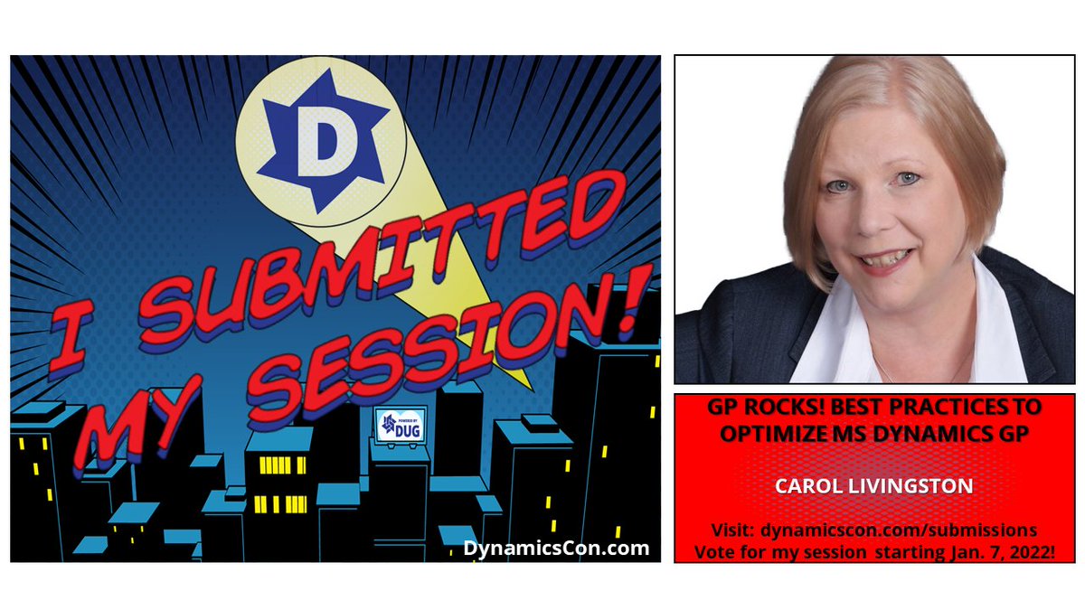 clivingston102's tweet photo. Just submitted TWO sessions for @Dynconference  Virtual event in March 15-17, 2022.   I hope everyone will VOTE for my sessions after January 7th!  #GPROCKS  #MSDYNGP https://t.co/xe9rJm2cyq