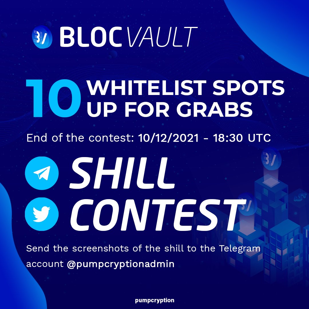 pumpcryption's tweet photo. 𝗕𝗹𝗼𝗰𝗩𝗮𝘂𝗹𝘁 𝗦𝗛𝗜𝗟𝗟 𝗖𝗢𝗡𝗧𝗘𝗦𝗧 🚀📈

https://t.co/FGwxtCpUX0

#cryptocommunity #crypto #shibainu #shib #binance #bnb #bitcoin #btc #cryptocom #cro #sandbox #sand #memecoin #token #memetoken #blockchain #trade #trading #cryptotrading #pumpcryption  #blocvault https://t.co/KP32tqiBcm