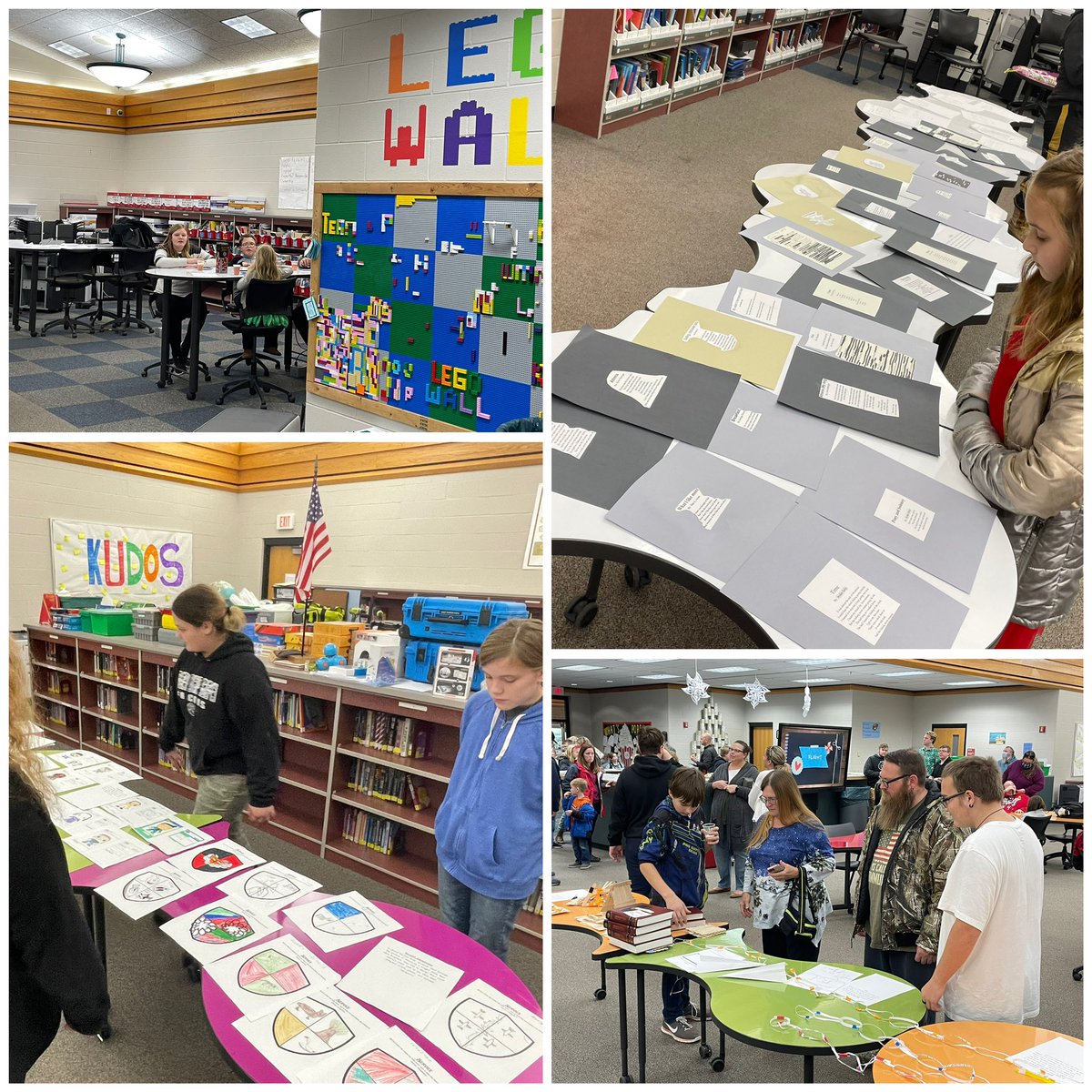 GrahamMidSchool's tweet photo. Flight program opens their doors to families, staff, and friends tonight for the #FlightShowcase. Enjoying their work and and refreshments! #GMSpride https://t.co/WnSvJq1JC7