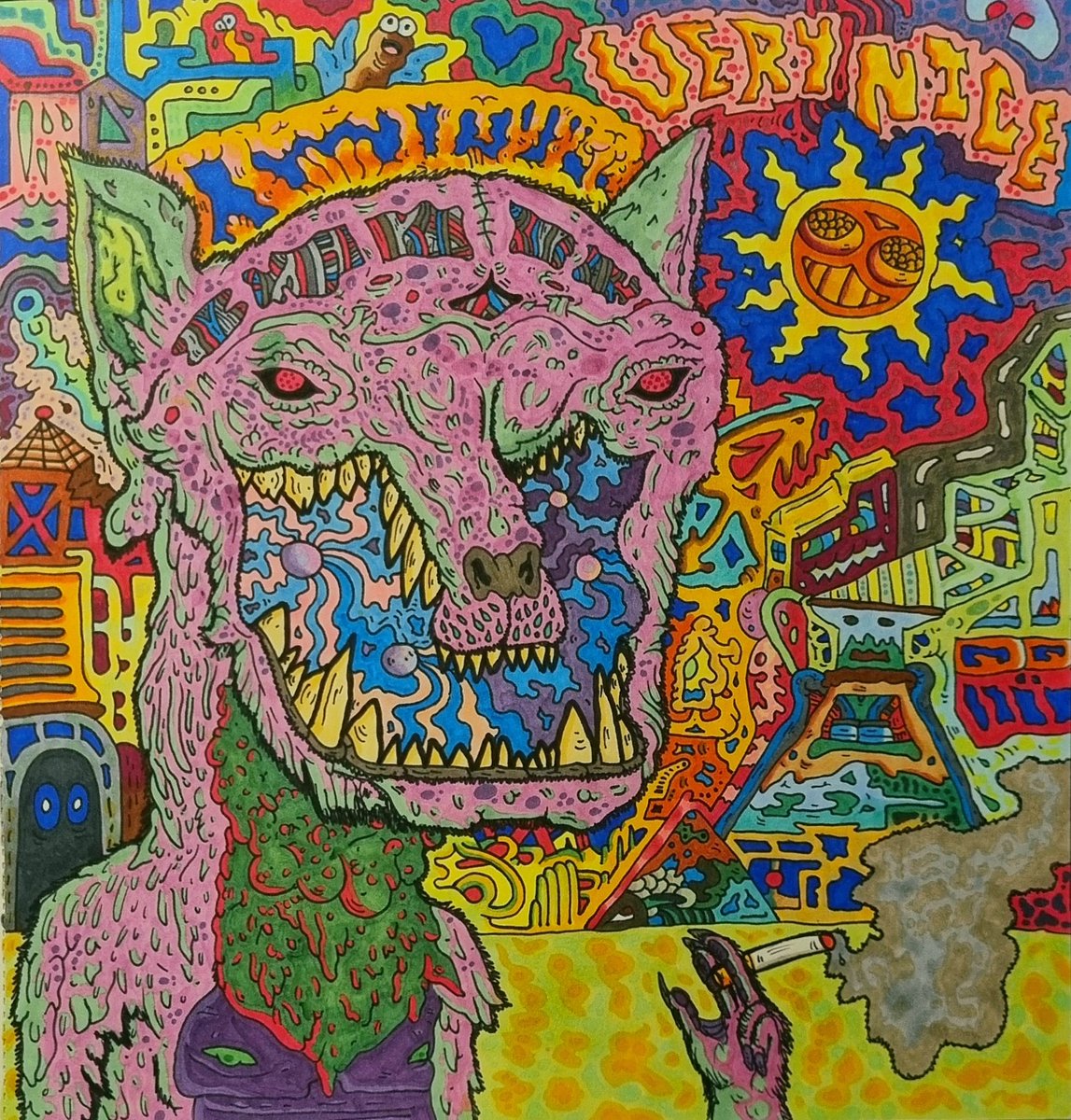 snagstone's tweet photo. VERY NICE
.
.
.
#psychedelicart #psychedelic #trippy #trippyart #sketchbook #copicmarkers #fineliners #linework #cartoon #digitalart #improvisationalart #photoshop #wacom #digitalart #drawingonpaper  #animation #aussieart #streetart #melbourneartist #kglw #theeohsees #verynice https://t.co/lnfMEFUnGE