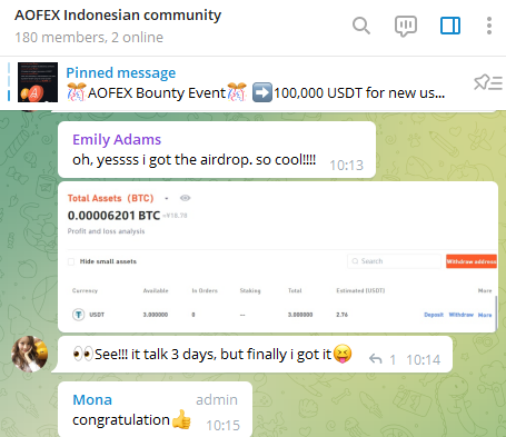 Aofex_Indo's tweet photo. Who has not received our new welfare? 
Ahhhh, the  jackpot is not much, we need seize the time!💵💵💵#Airdrop #blockchain #CryptocurrencyNews #USDT 
🔗https://t.co/eLh3bZwKg1
Register here and you will get 3 USDT!!
Talk with others in Telegram!
✈️https://t.co/WOSdOI3GbX https://t.co/0uvAcB7eS4