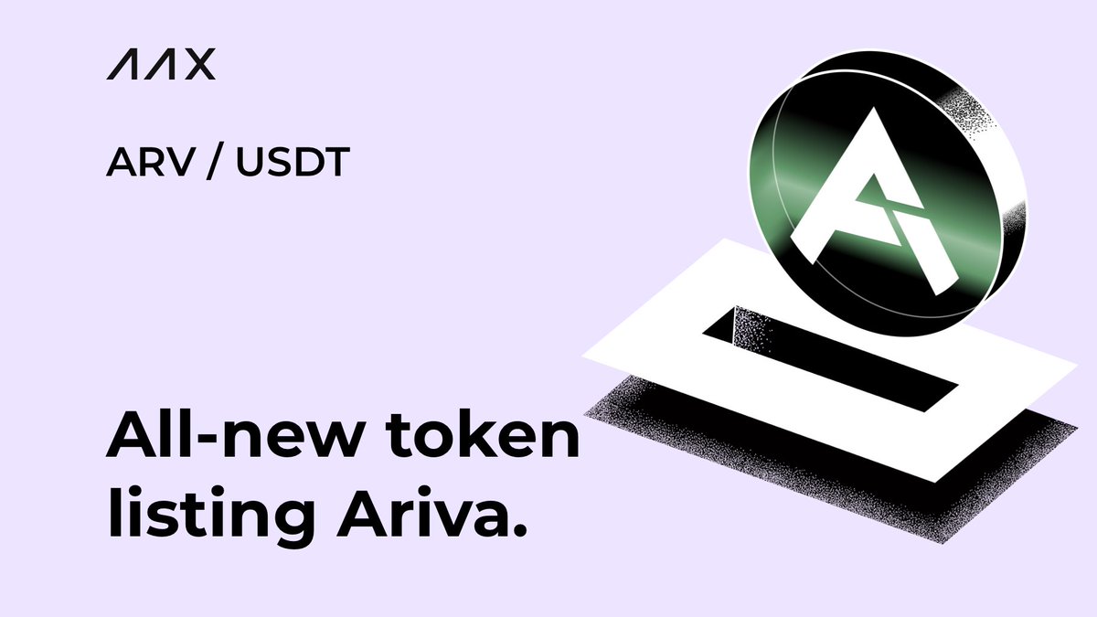 AAXExchange's tweet image. We are delighted to announce the listing of @ArivaCoin (#ARV) on #AAX!

Trading pair: ARV/#USDT
Deposit &amp;amp; Withdrawal: 9 AM on Dec 13, 2021
Trading: 9 AM on Dec 14, 2021
*UTC time

Details: bit.ly/3IzjtSF