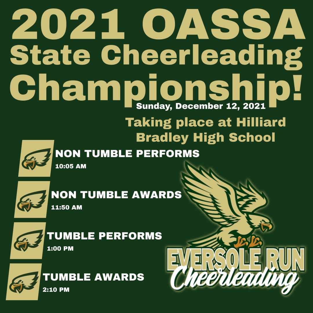 This Sunday we are competing at the 1st ever Middle School State Championship! We would 💛 all the support we can get! Follow this link to purchase tickets as they will not be sold at the door. oassa.org/tickets-3/
#soarERMSeagles #eversoleruncheer #eversoleruncheerleading