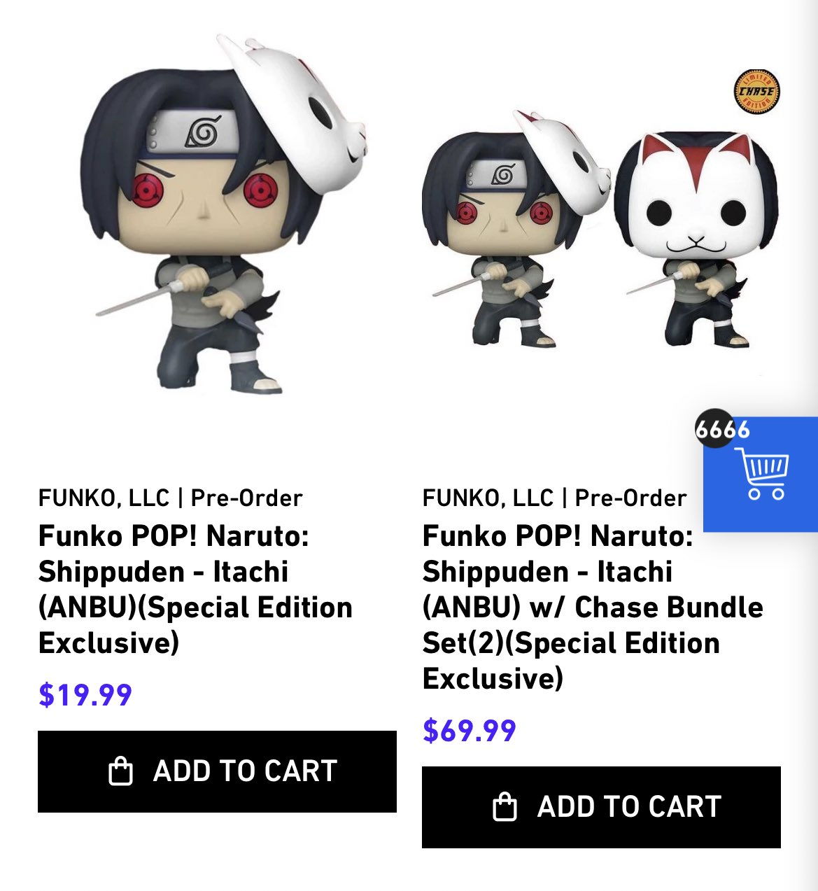 Anbu Itachi Chase Funko Pop! Vinyl Naruto Shippuden Special Edition  Exclusive 