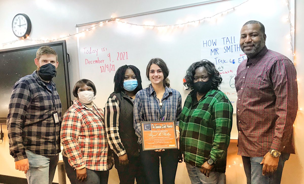 We are EXTREMELY PROUD of Ms. McPhillips. She is a 1st year Exceptional Ed. teacher at CEW South and received the “Guiding Light” Award from the CCSD Office of Teacher Effectiveness. Thank you to Dr. Sessoms, her mentor, and Ms. Townsend who assists with the class! <a href="/CCSDConnects/">CCSDConnects</a>