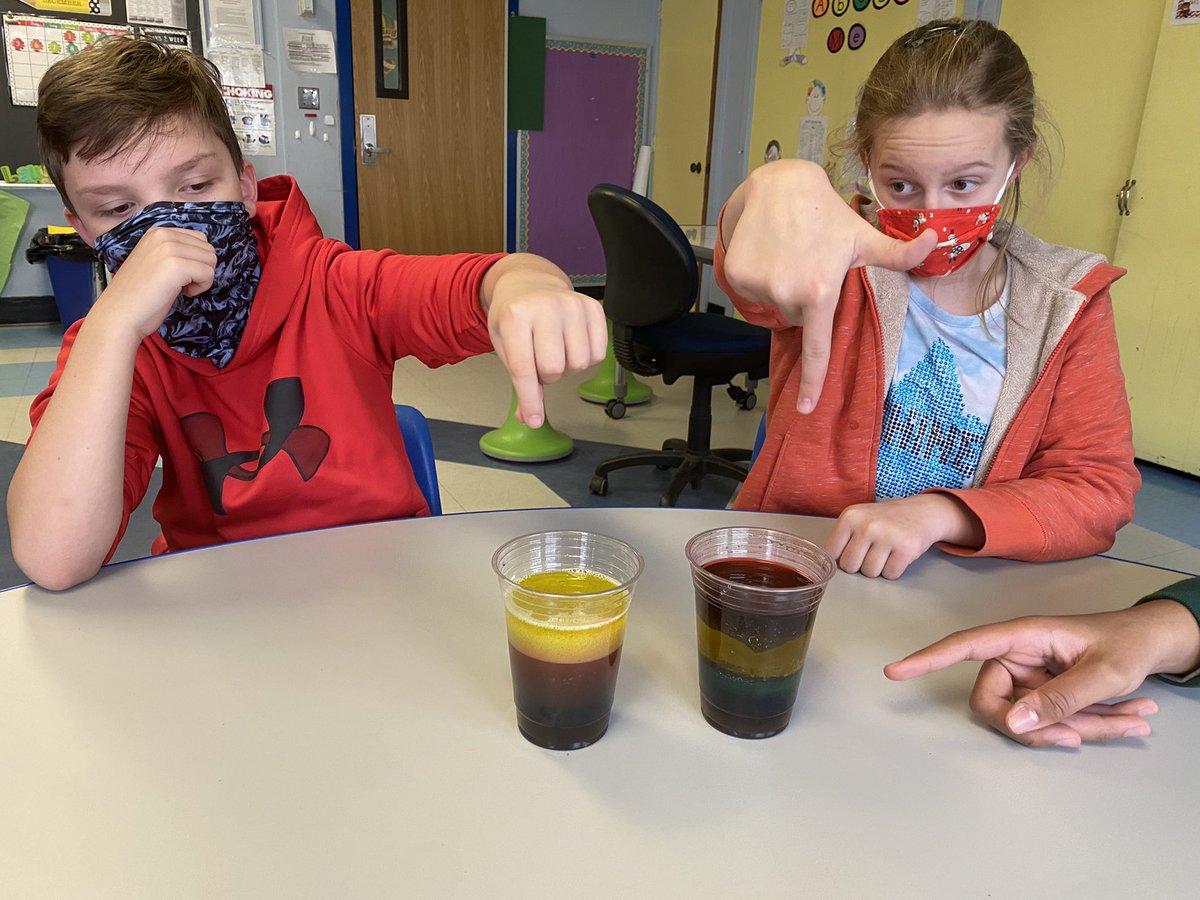 MsRakowski's tweet photo. We learned about the density of different liquids today by making a liquid rainbow. #scienceisfun @EMorichesMS https://t.co/eSmiav1NlC
