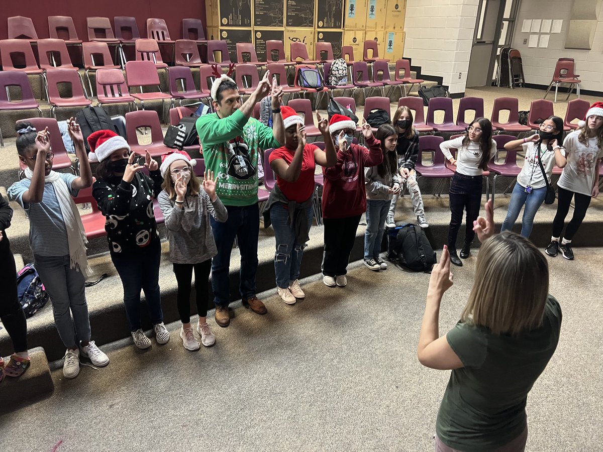 MariahMolina11's tweet photo. That’s a wrap for ASL club’s winter music video! Can’t wait to see the finished product of all their hard work.  A big thanks to ⁦@msshortis⁩ and AP Sanchez, we appreciate you  “more than you will ever know”⁦  #TMScommunicators @HumbleISD_TMS⁩ https://t.co/LuPIrfDtPv