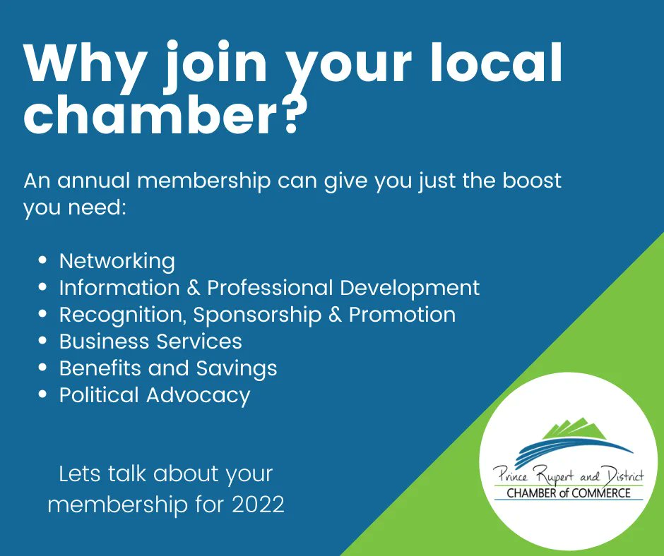 Not a member yet? Let's talk about how we can help you in 2022. Email us at office@princerupertchamber.ca or give us a call at 250-624-2296 to start the conversation.