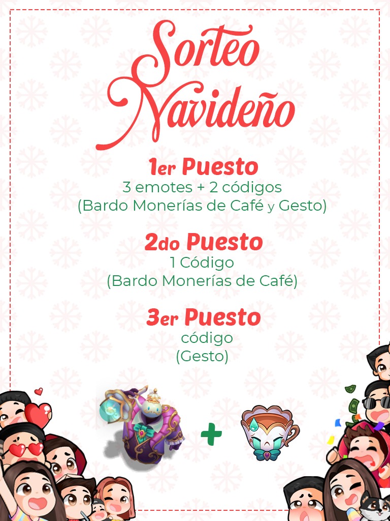 ✨SORTEO NAVIDEÑO✨
Solo tienes que: 
🔹Seguir a <a href="/AkiraTam_/">Akira</a>
🔹Seguir a <a href="/CToritori/">T O T O R I</a> en Twitter y Twitch
🔹❤️y 🔁al tweet
🔹Etiquetar a una persona
🔹Válido para servers de LAN y LAS
El sorteo se hará en el canal de Twitch de Tori el sábado 11 a las 10:30pm (Hora MX) 🎄✨