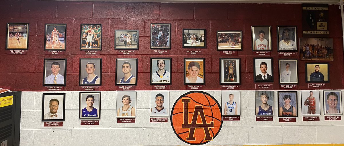 LAMensBBall's tweet image. The Rambler Wall is finally updated and Our Guys are looking good!!! 12 current players competing collegiately this year. So many more great Alums not pictured. GO RAMBLERS!!