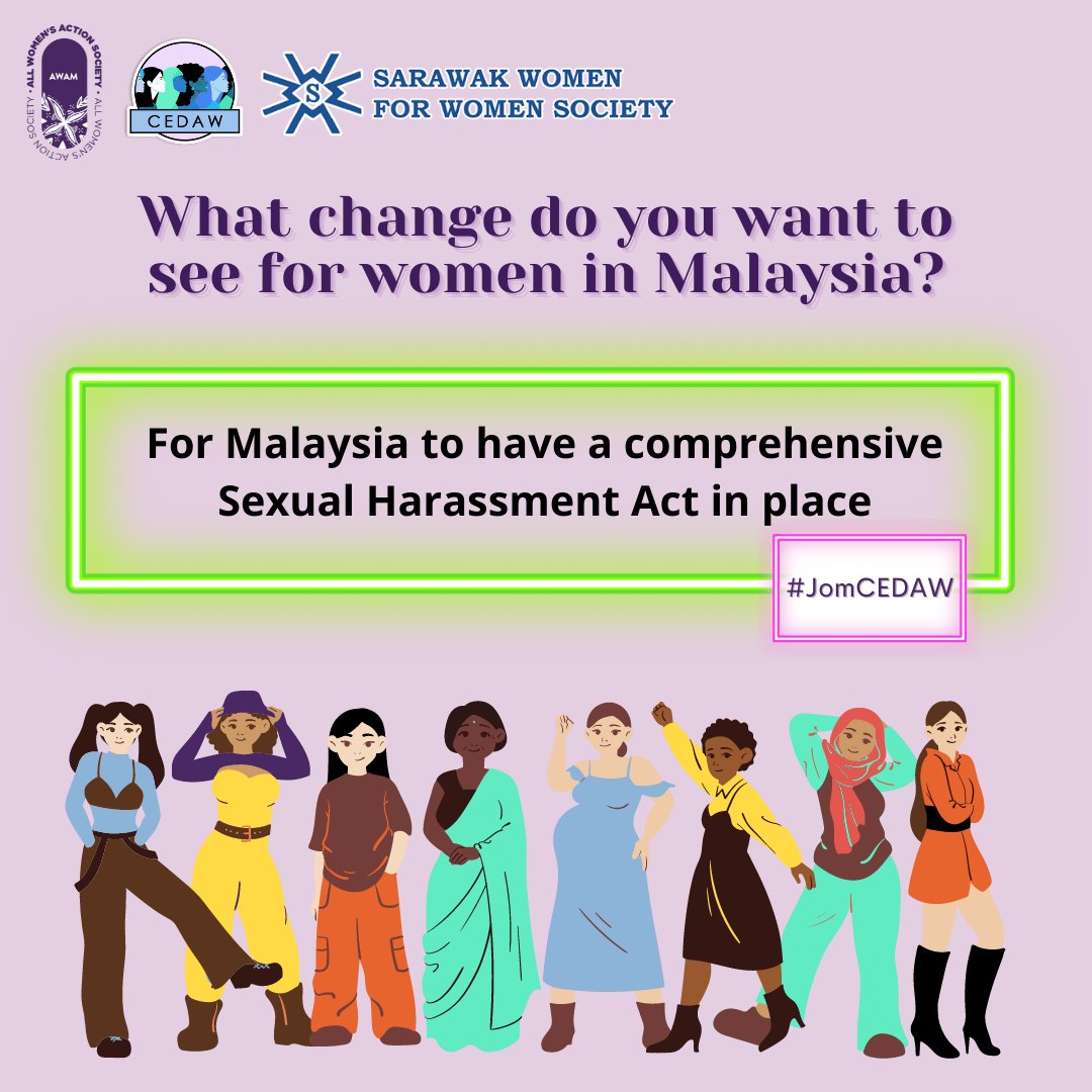 We hope to see the Sexual Harassment Bill tabled soon as promised. A comprehensive Sexual Harassment Act that includes ALL people in Malaysia and covers ALL forms of sexual harassment is necessary to ensure protection.

#JomCEDAW #HumanRightsDay 
@AWAMMalaysia @CedawMalaysia