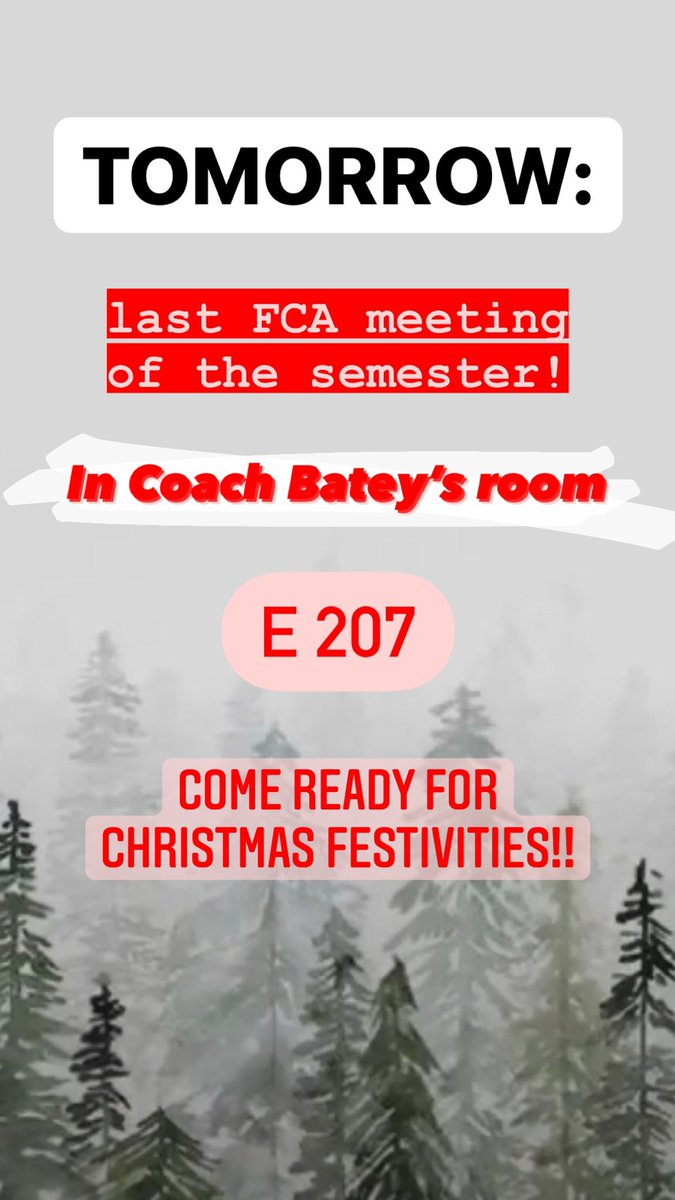 canyonhsfca's tweet photo. Come join us for our last FCA meeting of the semester tomorrow during WIN in Coach Batey’s room!! 
@DavissonDustin @CoachA_CHS @CHS_coachbatey @coachpb10 @CoachTBush @canyonVB @CanyonHS_ABC https://t.co/XQZPd8jLKT