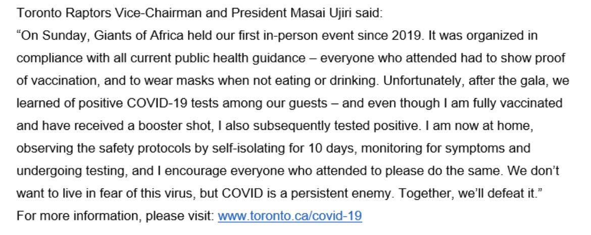 ShamsCharania's tweet photo. Statement from Raptors vice chairman and president Masai Ujiri: https://t.co/gJn3U0Ijit