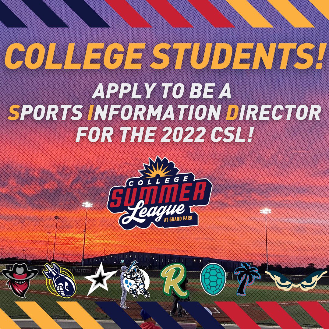 ProXAthlete's tweet photo. We know students are just now closing out their fall semesters…but we are already dreaming about Indiana summer nights in the CSL!☀️⚾️😎

@csl_grandpark is looking for SIDs who will have the opportunity to represent each of the teams in the league!
APPLY➡️https://t.co/ujGfhPvzrX https://t.co/UYIif7yRHu