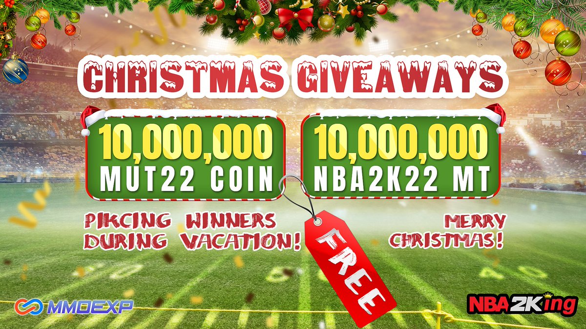MmoexpService's tweet image. CHRISTMAS GIVEAWAYS
❄️10,000,000 #Madden22 coin
❄️10,000,000 #NBA2K22 MT

Enter👇
🎄Follow @MmoexpService &amp;amp; RT &amp;amp; LIKE
🎄If purchased at MMO or NBA2king during Nov to Dec then reply with a screenshot of your invoice, get BIG chance to win through this.

#MerryChristmas2021